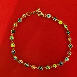10kt Gold Evil Eye Bracelet