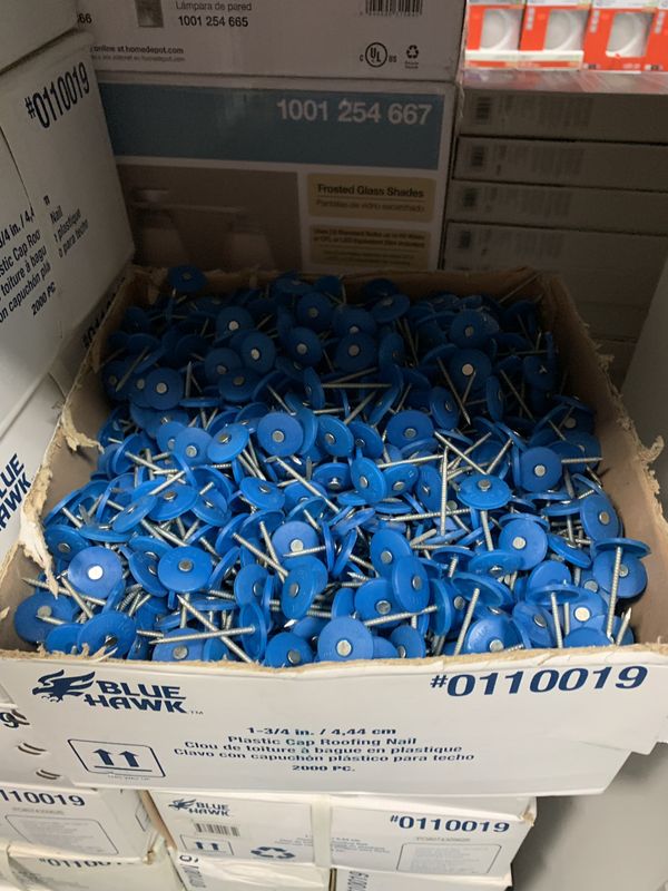 Blue Hawk 13/4" Plastic Cap Roofing Nails Tar Paper Nails 1.75