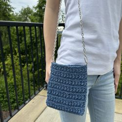  Handmade Boho Knit Purse, (Phone, Cards, Keys)