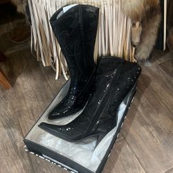 Sequins Boots 10 New Christmas Gift