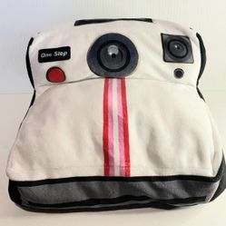 Polaroid One Step Camera Rainbow Stripe Plush Decorative Pillow DanDee White