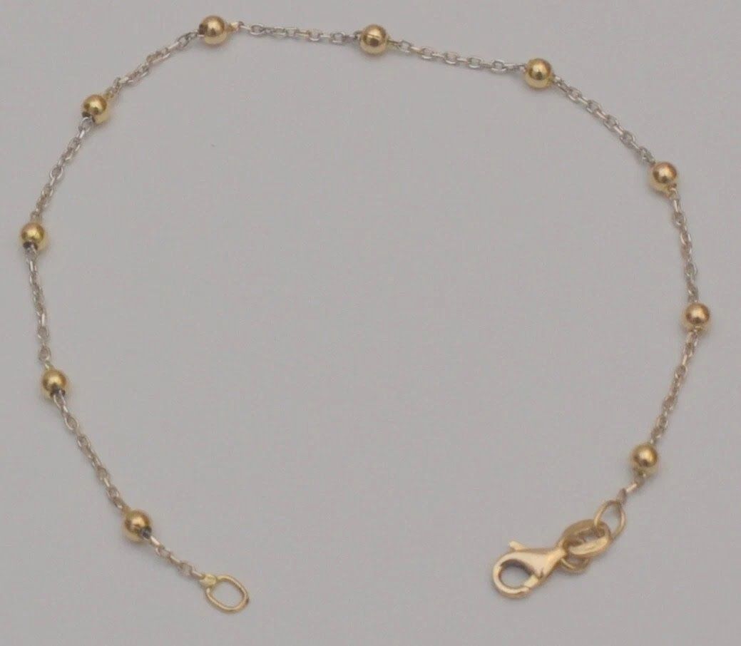 White and yellow gold bracelet preowned 18k bead bracelet 7.5 inches