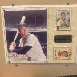Plaque with Mickey Mantle cards in the photograph