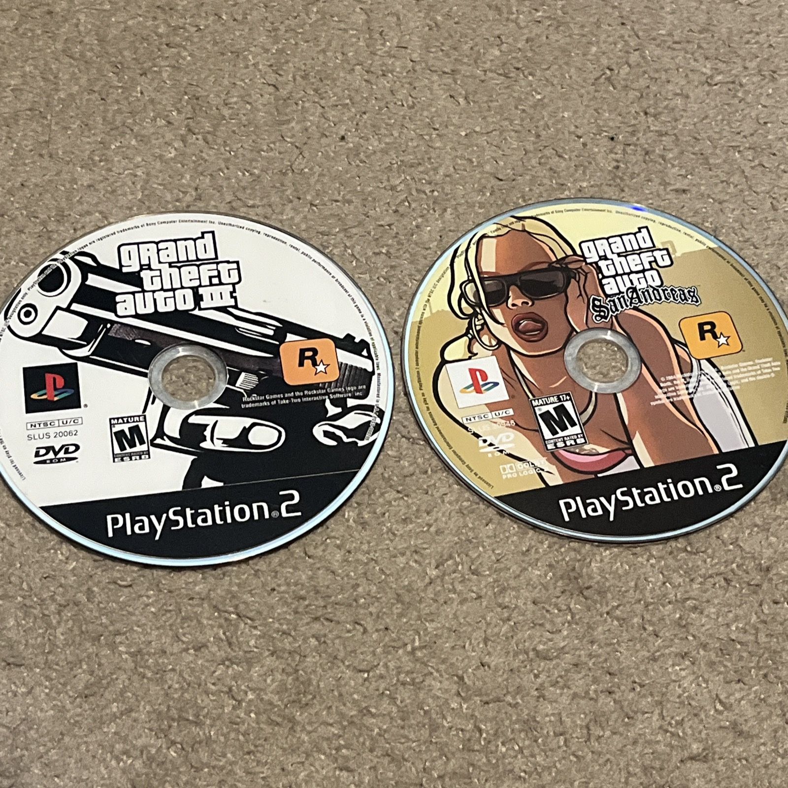 Lot Of 2 GTA Grand Theft Auto III 3 San Andreas PlayStation 2 PS2 Discs Only