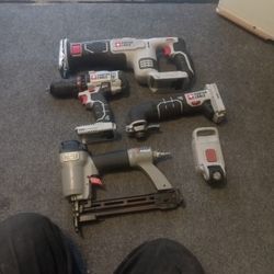 Porter Cable Reciprocating Saw  20 V , Drill 20 V , Oscillating Tool 20 V , Light 20 V , Nailer Compressed Air All for $ 80 , No Battery or Charger.