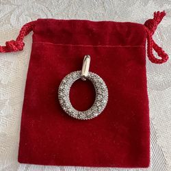 Studded Brand New Silver Necklace Charm 1” X .9” 