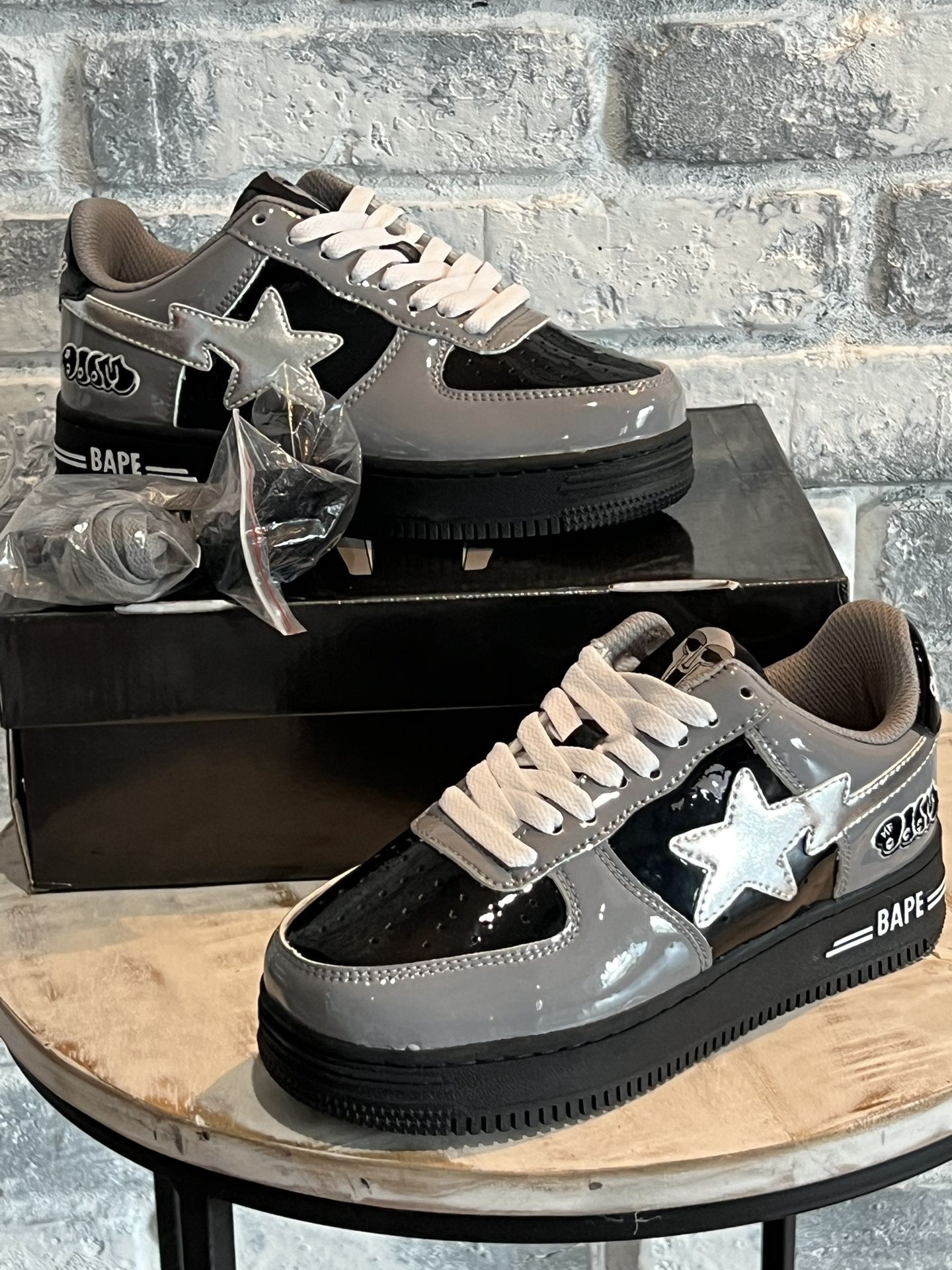 Bape A Bathing Ape MF Doom Reverse Patent Leather Limited Edition Sneaker Size 4