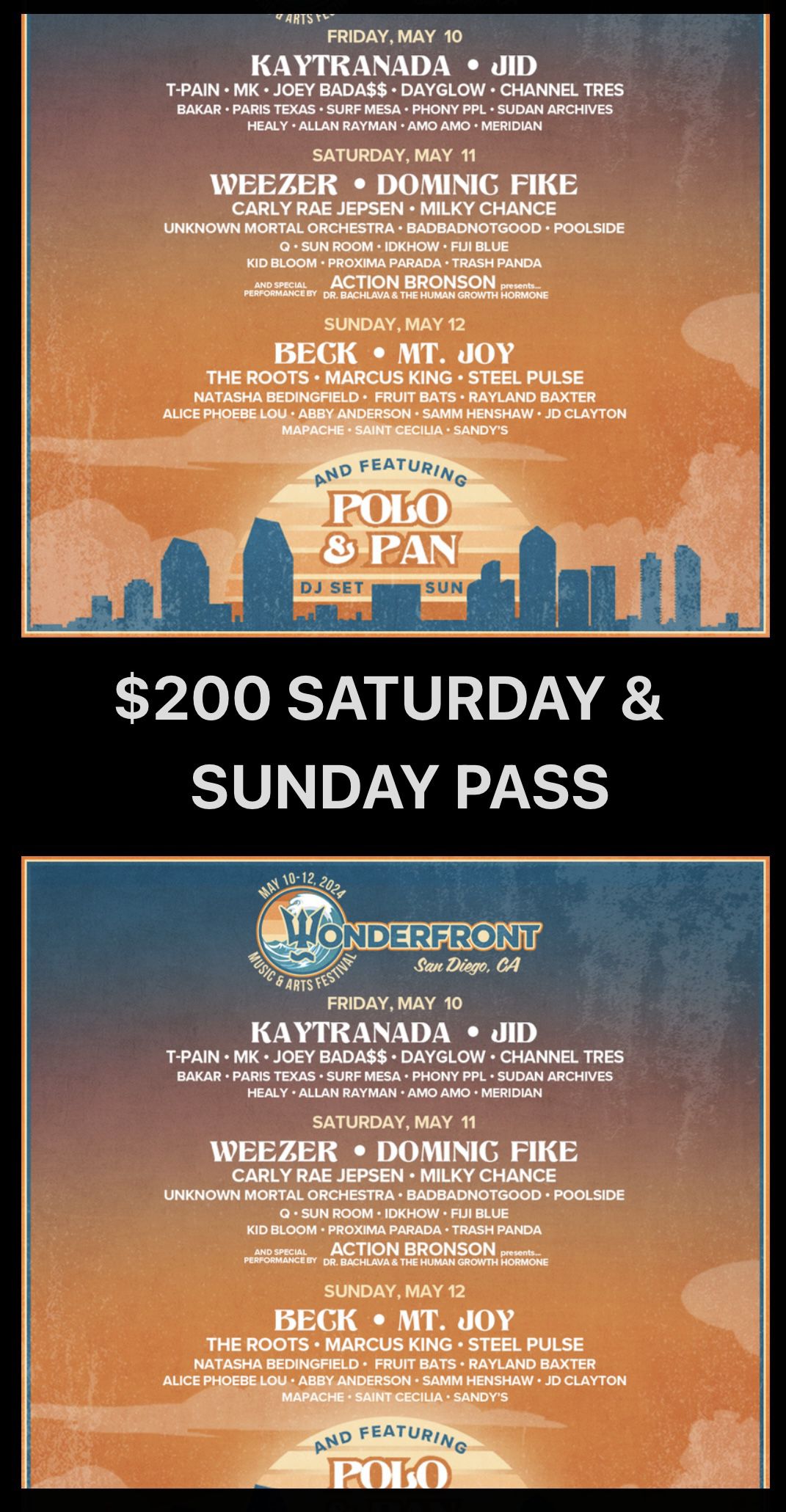 Wonderfront 3 Day (Saturday & Sunday Now) Ticket