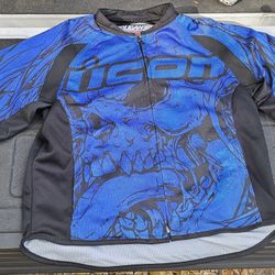Blue/Black Icon Hooligan 2 Etched Motorcycle Jacket

