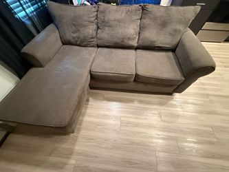 Brown Fabric L-Shaped Sectional Sofa