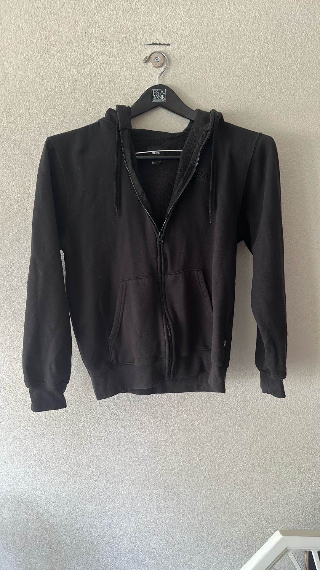 Solid Black Vans Zip Up Hoodie Adult Small