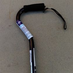 NEW Black Aluminum Walking Cane Comfortable Offset Foam Handle & Wrist Strap, 300 lb Capacity, Push-Button Adjustable Height (29”-38”) & Locking Ring
