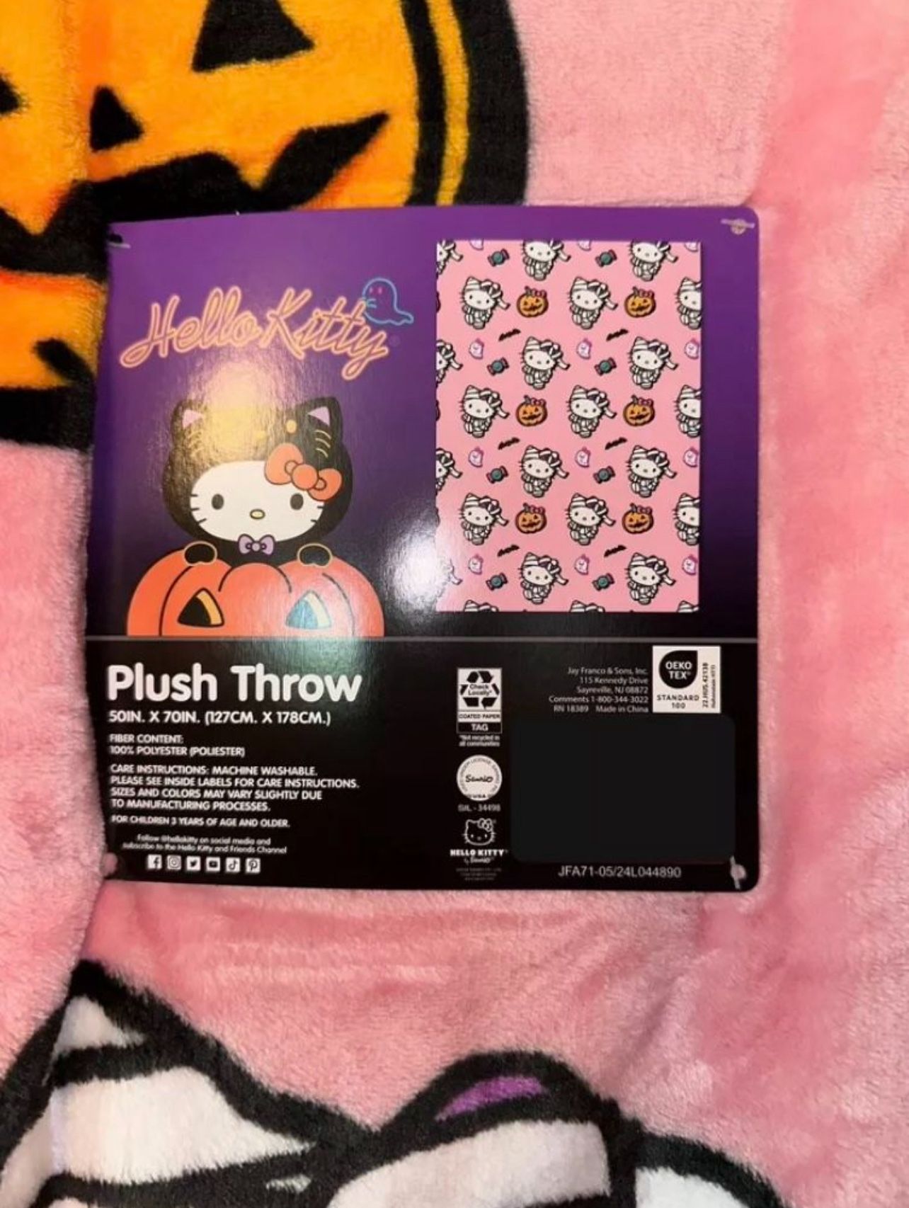 Halloween Hello Kitty Plush Throw Blanket