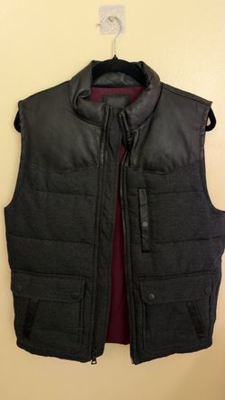 Guess Black Puffer Vest with Leather Yoke