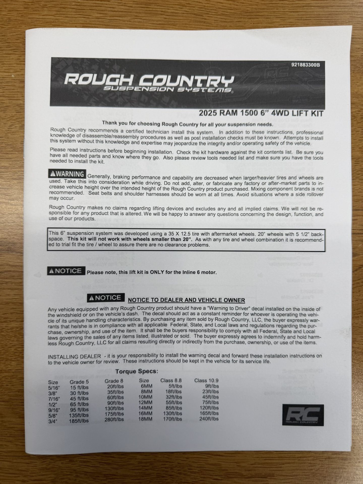 Rough Country 2025 Ram 1500 Lift Kit 6”