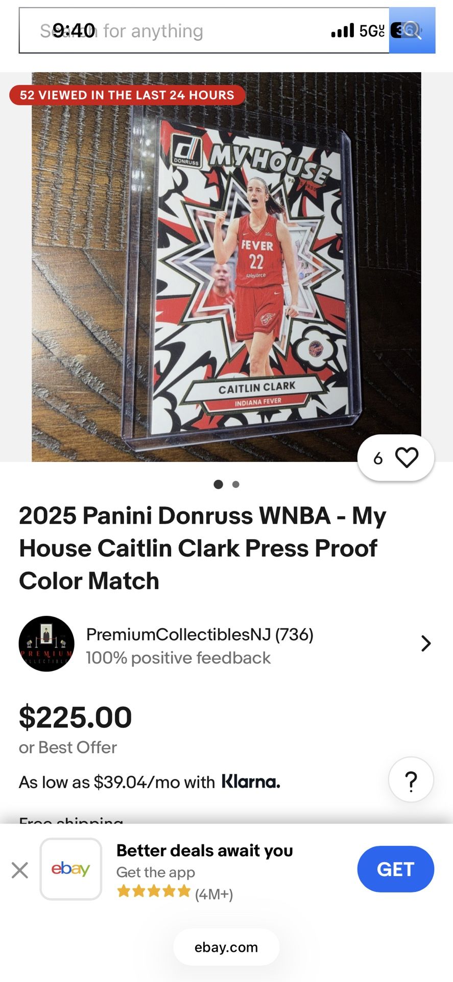 2025 Panini Donruss WNBA My House Caitlin Clark Press Proof Color Match