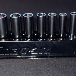 Brand New Snap On 1/4 Socket Set 6-Point Metric Flank Drive® Deep Socket Set (5-15 mm) w/ Magnetic Holding Base