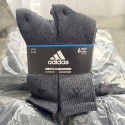Men’s Adidas Athletic Cushioned Crew Socks- Size 6-12 (6 Pairs)