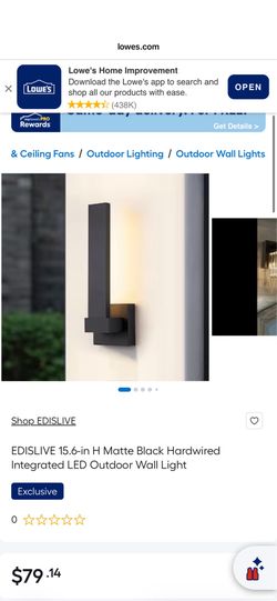 EDISLIVE 15.6-in H Matte Black Hardwired Integrated LED Outdoor Wall Light