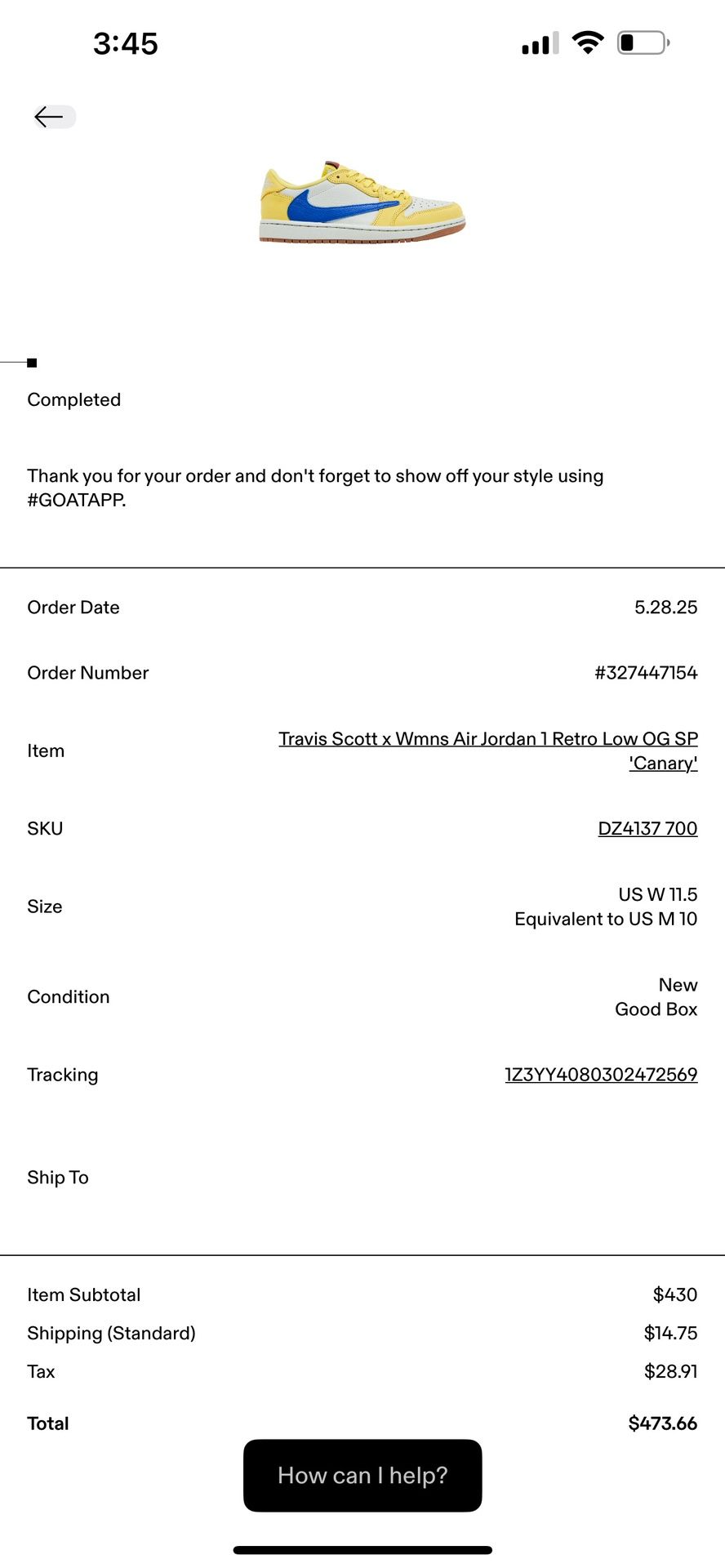 Travis Scott Canary Worn 1x Authentic