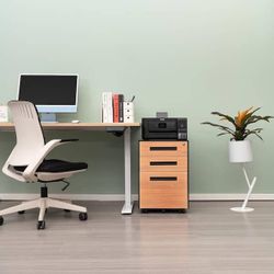 Black 3-Drawer Walnut 23.62 in. H x 16.02 in. W x 17.72 in. D Metal Mobile Vertical Letter File Cabinet