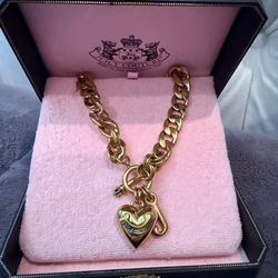 Vintage Juicy Couture Gold Heart Charm Necklace - Lady “Juicy” choker