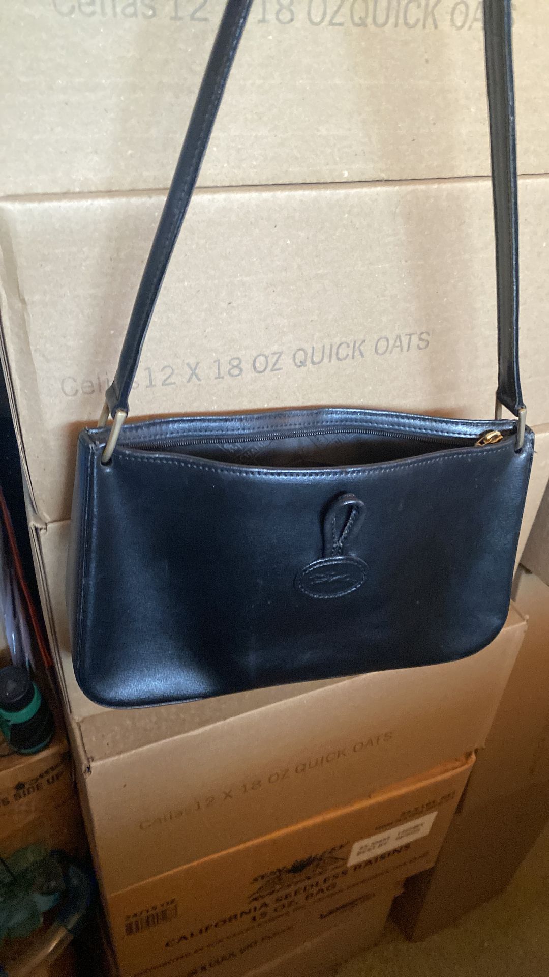 Longchamp Paris bag leather black color