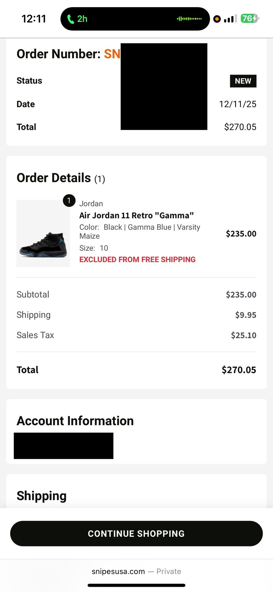 Men’s Jordan 11 Retro Gamma Size 10