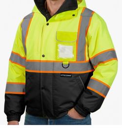 TICONN Waterproof Safety Bomber Jacket, sz L