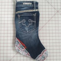 RF Rock Denim Christmas Stocking. (See Description)