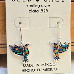 SHIPPING ONLY  *  .925 Sterling Silver Gemstone Mosaic Earrings 