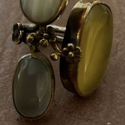 Ring adjustable silver floral pattern with magnificent oval stones