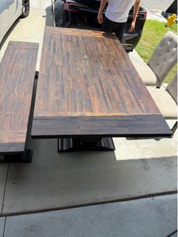 Dinning table set. Bench and 2 chairs