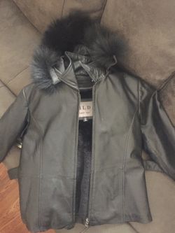 Boys leather and mink coat