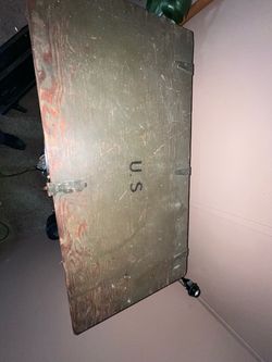 Vintage 1943 WWII U.S. Army Footlocker Trunk with Original Matching Folding Cot