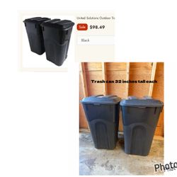 United Solutions Black Outdoor Trash Cans – Set of 2
