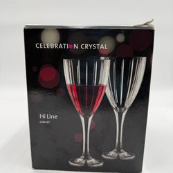 Celebration Crystal Wine Glasses-Made in EU-Rogaska Crystal-Set of 4 New In Box