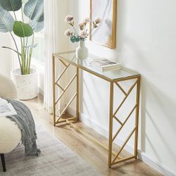 Geometric Glass Console Table