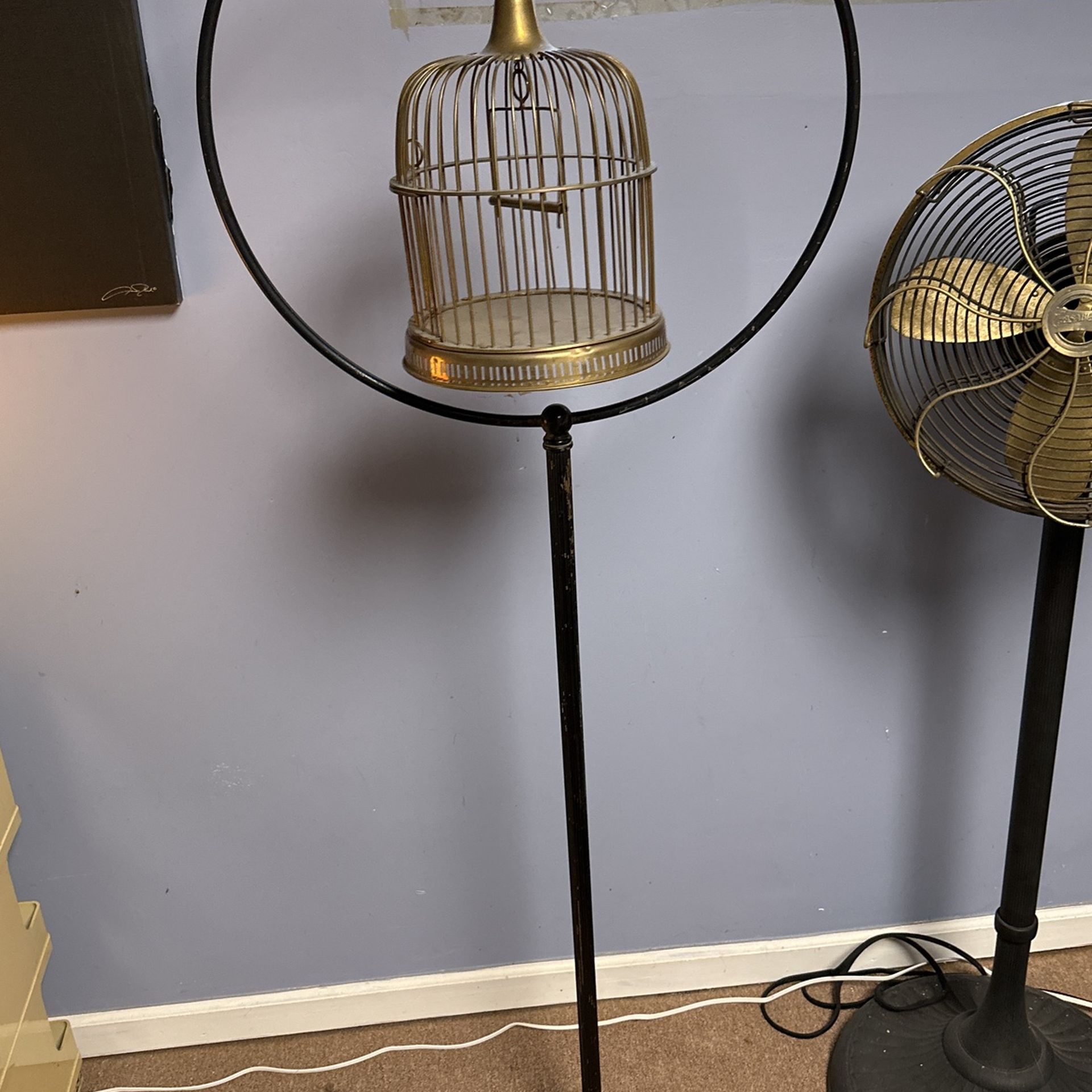 Vintage Brass And Metal Floor Base Bird Cage