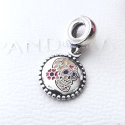 Pandora Day of The Dead Pink Sugar Skull Dia De Los Muertos Charm +Gift Box +Tag