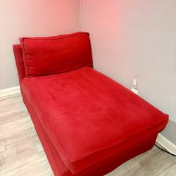Modern Plush Red Chaise Lounge Chair with Pillow