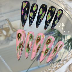 10 PCS AB Color Nails/Handmade Press On Nails/Cute Nails