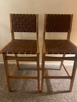 Bar Height Brown Woven Bar Stools
