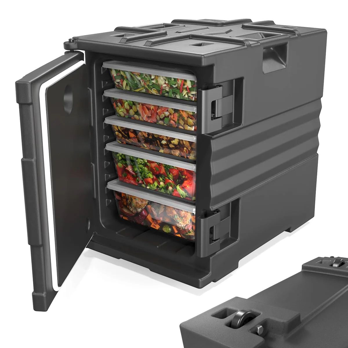 ROVSUN 109 QT Insulated Food Pan Carrier with Lockable Wheels Black
