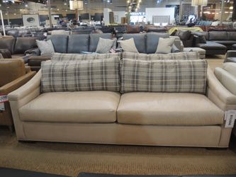 Leather Slope Arm Sofa — Old Hickory Tannery (Bone / Plaid)