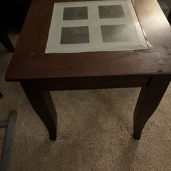 Coffee Side Table Wood With Glass 