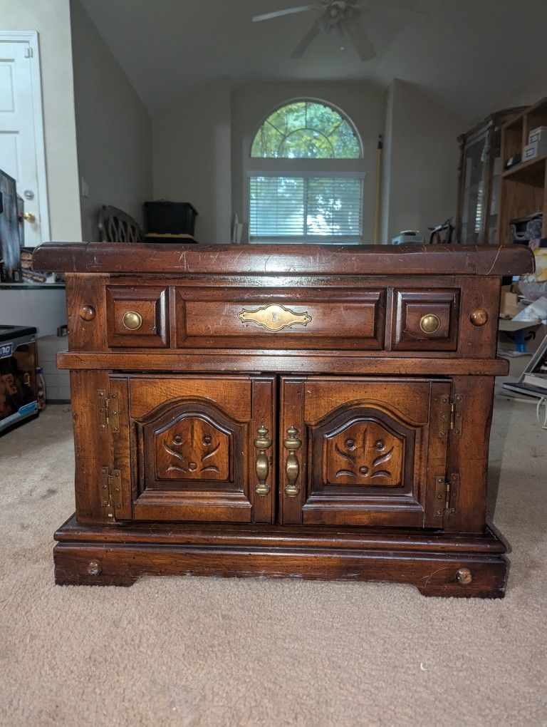 Vintage Stained Walnut Side Table - Real Wood