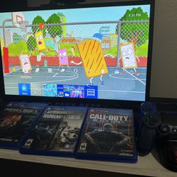 PS4 With Controllers, Wireless Gaming Headset, Charger Dock, And Games