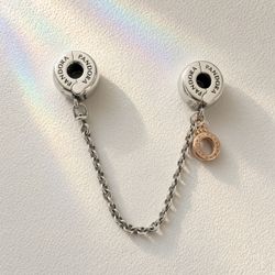 Pandora Safety Chain with Rose Gold Dangle
