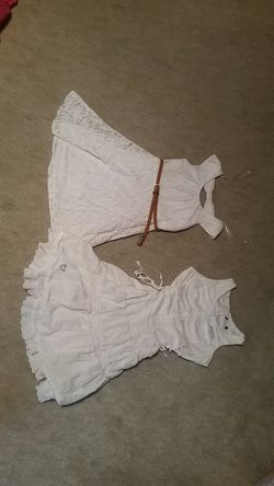 Two girls white church/Easter summer dresses size 8